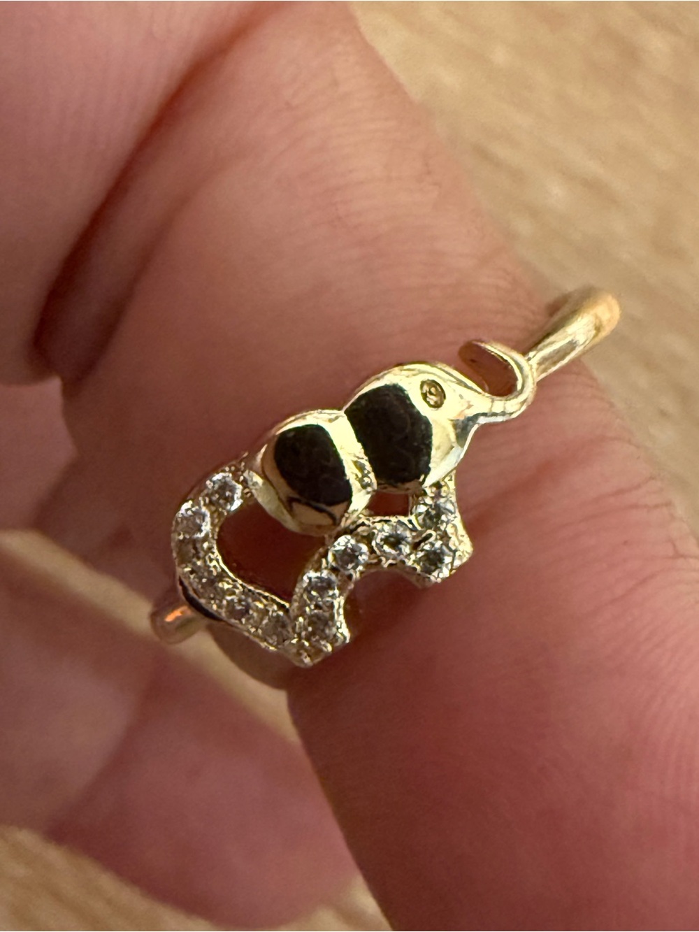 Gold Elephant Pendant Necklace with Clear Crystal Accents